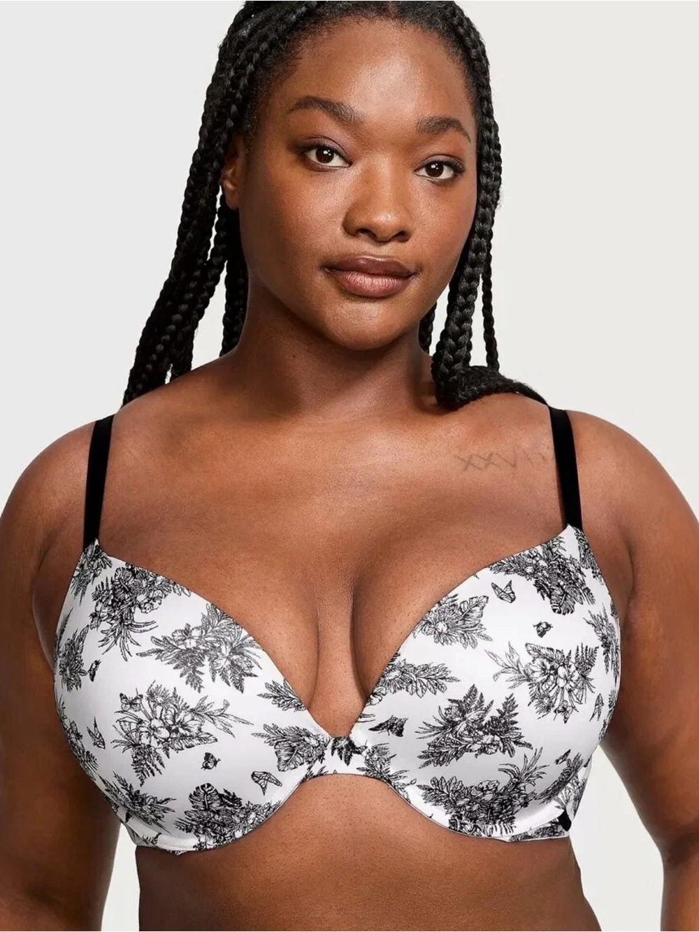 Victoria secret Push up Everyday Floral T-Shirt Bra - White/Black